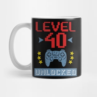 Level 40 Unlocked Shirt Funny Video Gamer 40th Birthday Gift Mug